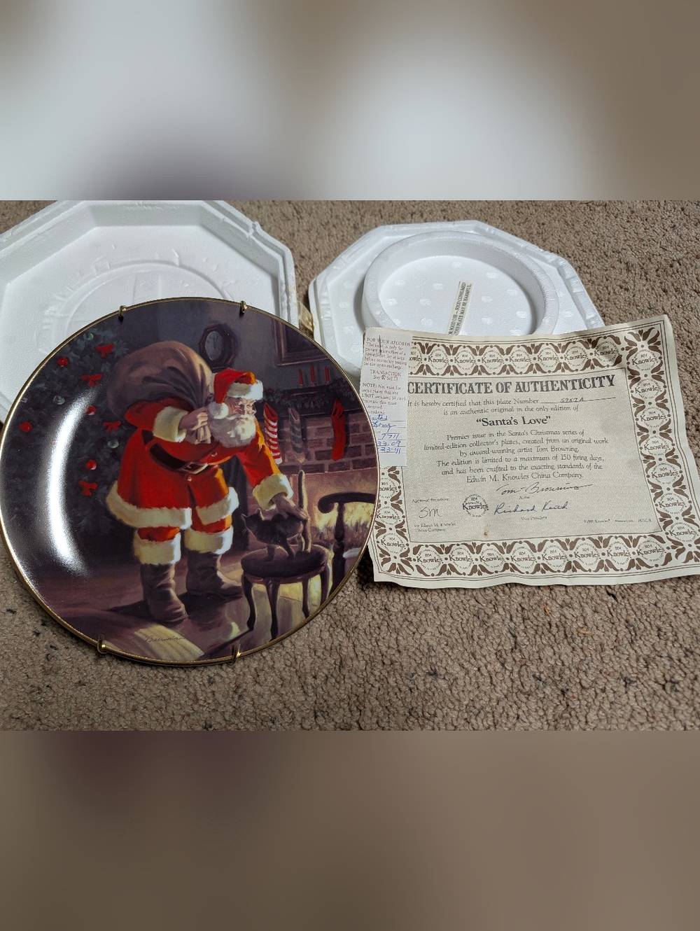 Santa's Love By Tom Browning Limited Edition Fine China Collection Plate